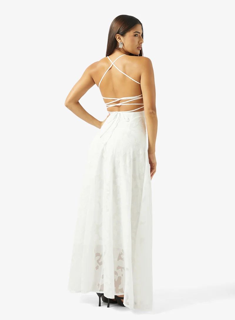 ELLA Lace Dress With Back Tie Up Detail